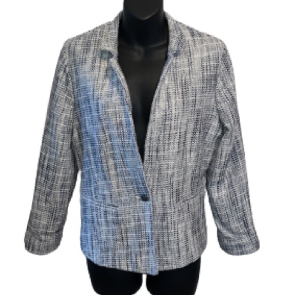 Lucky Brand blue/white tweed blazer jacket NWOT size M